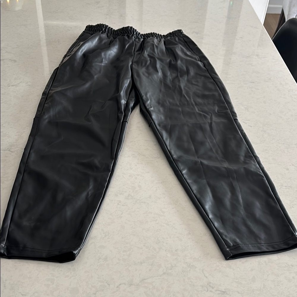 Fabletics size 8 NWT Black Faux Leather Pants
